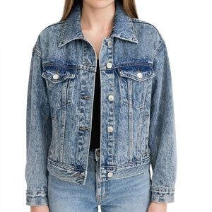 DIVIDED brand stone washed Y2K throwback style button up jean/denim jacket SZ L